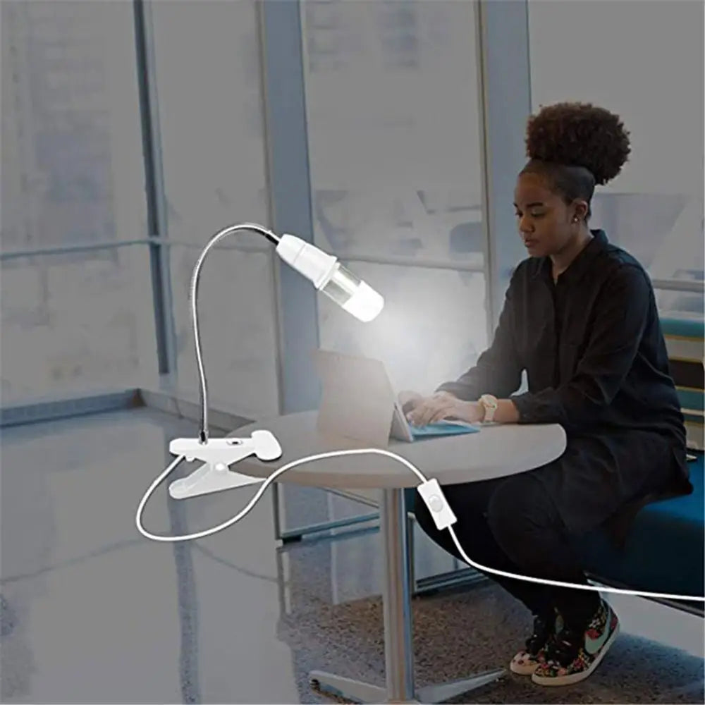 TheHearth&Haven™ EU US Plug 360 Degrees Flexible Desk Lamp Holder E27 Base Light