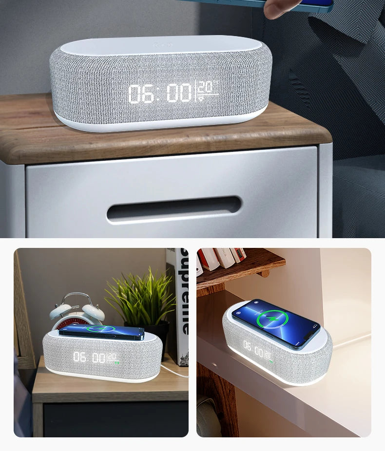 TheHearth&Haven™ Wireless Charger Alarm Clock 8in1