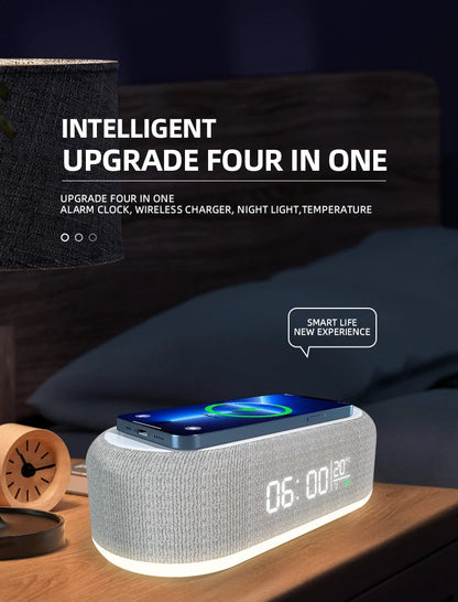 TheHearth&Haven™ Wireless Charger Alarm Clock 8in1