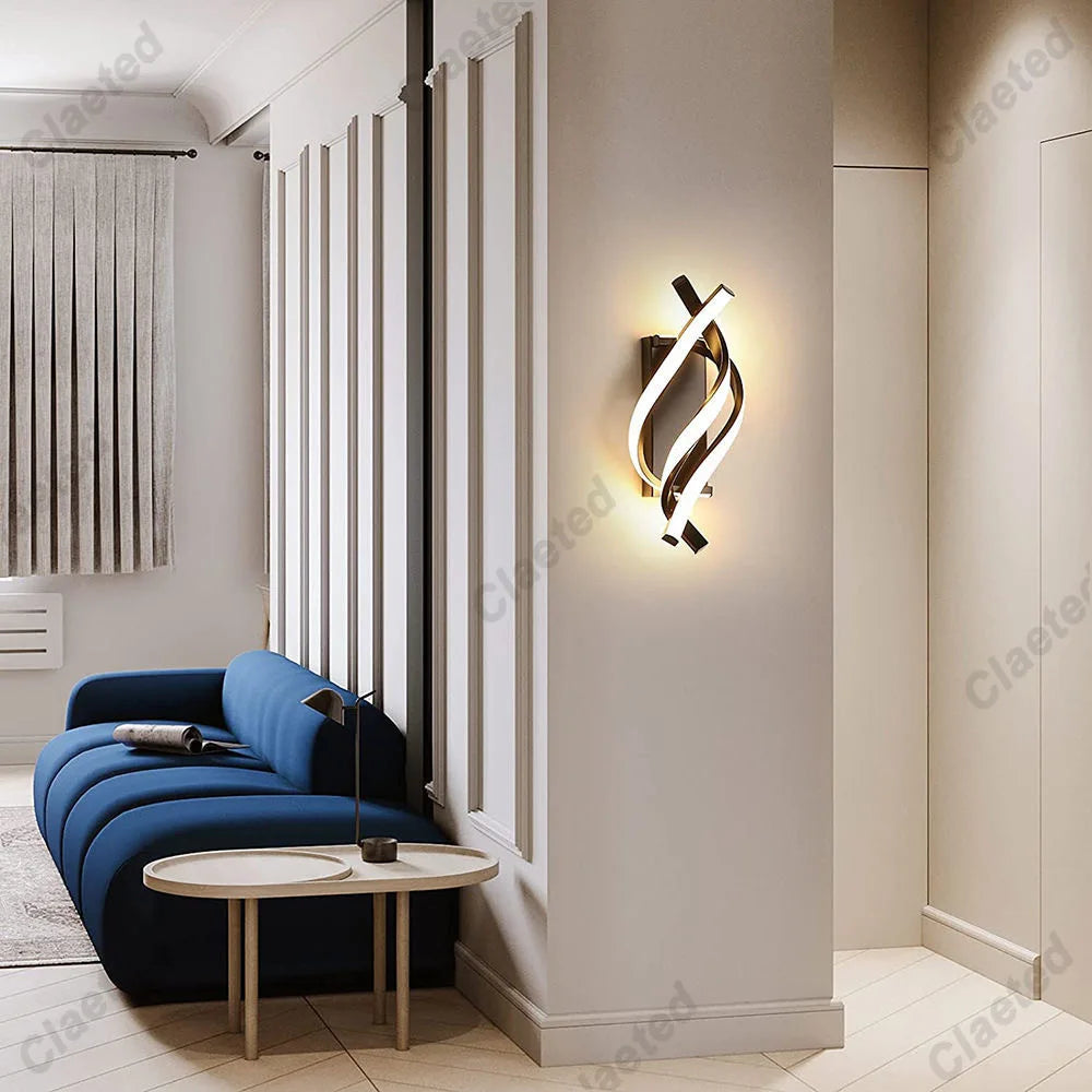 TheHearth&Haven™ Curved Spiral Design LED Wall Lamp