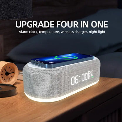 TheHearth&Haven™ Wireless Charger Alarm Clock 8in1