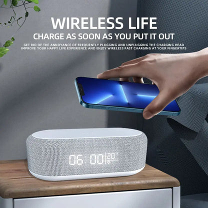 TheHearth&Haven™ Wireless Charger Alarm Clock 8in1