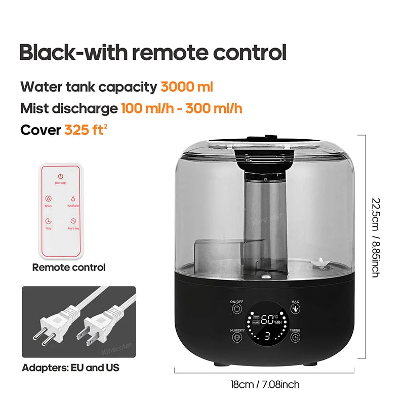 TheHearth&Haven™ KINGSCOTE 3L Air Humidifier Professional Large Capacity